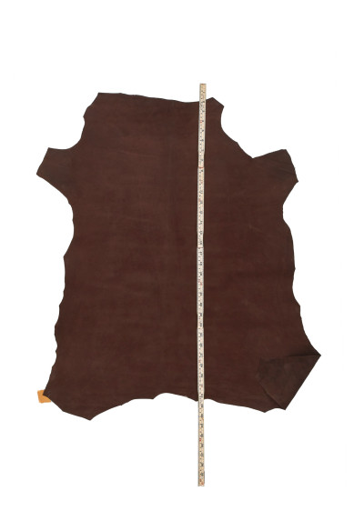 Dark brown NUBUCK leather hide, top quality suede calfskin, soft cowhide light grain   0.8-0.9 mm