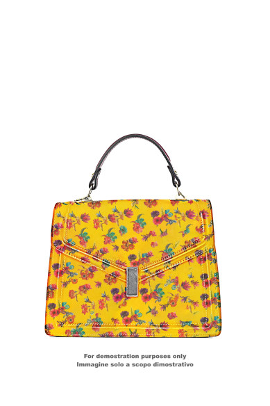 FLORAL print on yellow leather skin, MULTICOLOR flower textured suede goatskin, hide for hobbyists B17814-ST