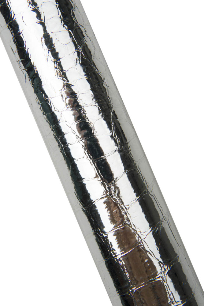 Silver CROCODILE embossed leather...