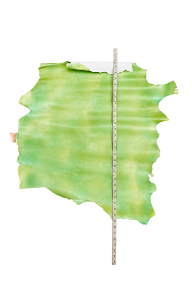 Pellame verde giallo lucido, capra STROPICCIATA effetto vernice NAPLAK, pelle morbida sfumata per fai da te