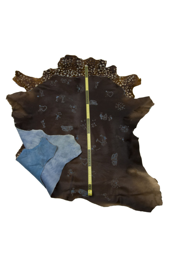 Set of 2 brown HAIR on leathet hides,...