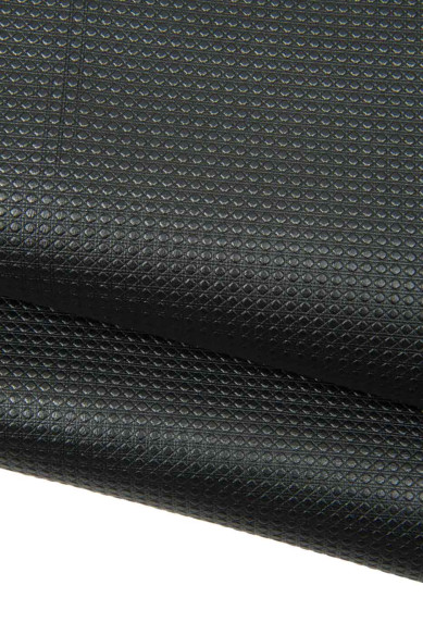 Pellame nero stampa GEOMETRICA in rilievo, pelle MORBIDA a pallini, capra nera per artigianato