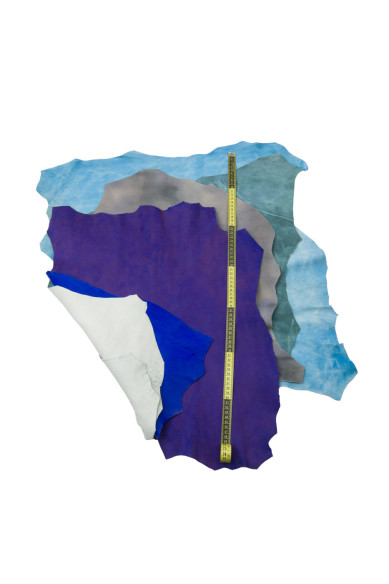 Lotto di 4 pelli VINTAGE scamosciate, pellami camoscio super morbidi SFUMATI effetto tie dye, come da foto