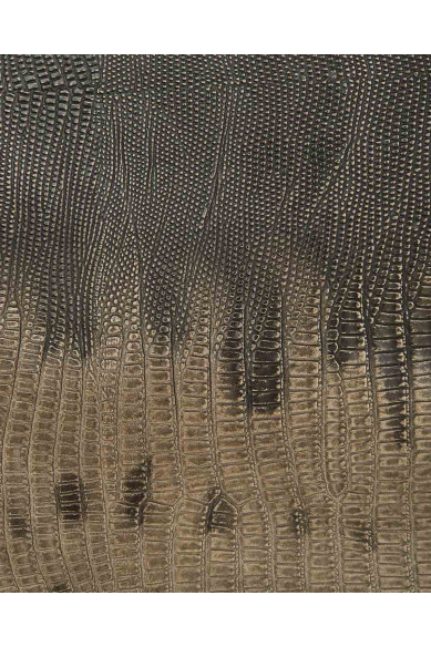 Pellame stampa LUCERTOLA marrone grigio, vitello motivo animalier, pellame rettile semi-lucido morbido