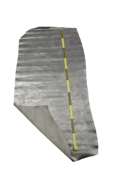 Steelmetal leather hide, CRACKLED METALLIC cowhide, dark grey sporty soft calfskin  1.3 - 1.4 mm