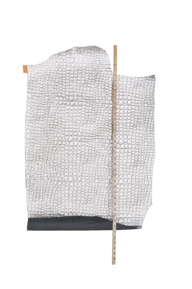 Silver white CROCODILE embossed leather hide, metallic GLITTER cowhide, elegant calfskin medium softness