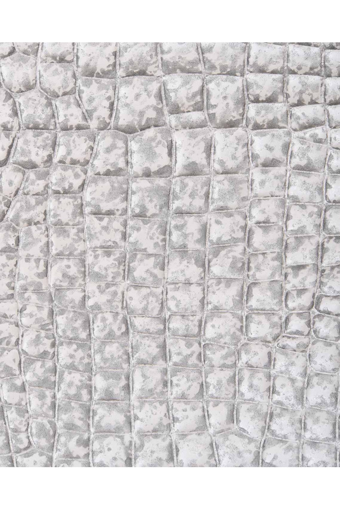 Silver white CROCODILE embossed...