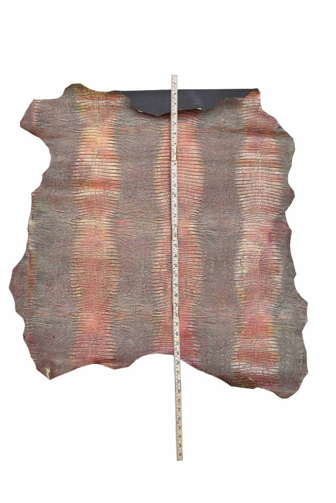 Red yellow IRIDESCENT leather skin,...