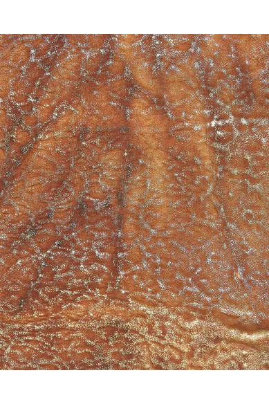 Pelle vintage marrone cuoio laminata ORO, capra stampa CORTECCIA stropicciata, pellame per artigiani