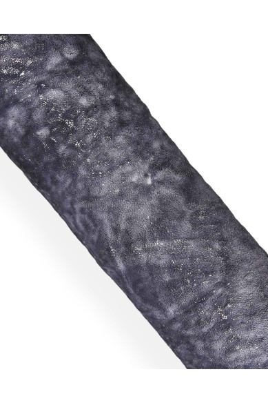 Pelle lavata sportiva grigia LAMINATA acciaio, capra morbida metallizzata stampa CORTECCIA, pellame per hobbisti