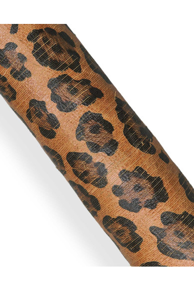 Pelle LEOPARDO cuoio/nero INTAGLIATO, capra stampa lucida animalier ghepardo, morbida, per hobbisti