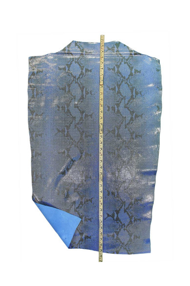 Red, blue PYTHON cowhides, REPTILE printed metallic leather hides, soft calfskins for diy projects