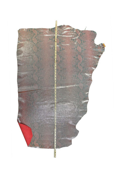 Red, blue PYTHON cowhides, REPTILE printed metallic leather hides, soft calfskins for diy projects