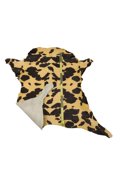 Pelle di cavallino stampa MUCCA, pellame vitello PONY stampa animalier beige - marrone, pelle morbida per artigiani
