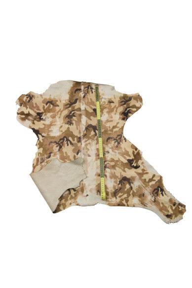 Pellame CAVALLINO CAMOUFLAGE, pelle vitello pony stampa militare effetto invecchiato - consumato sui toni del marrone