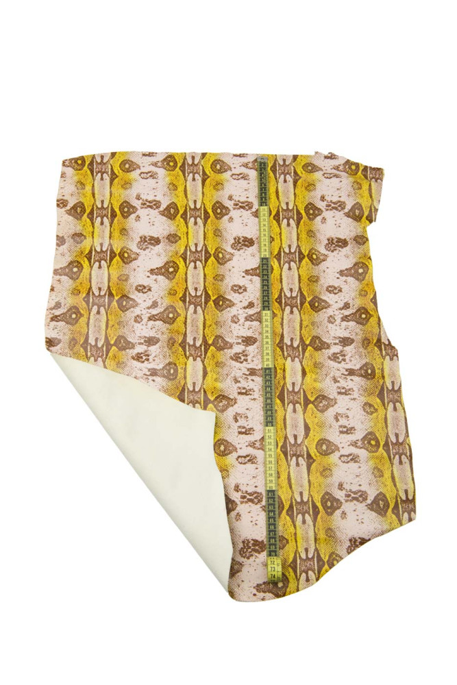 REPTILE printed leather hide, yellow...