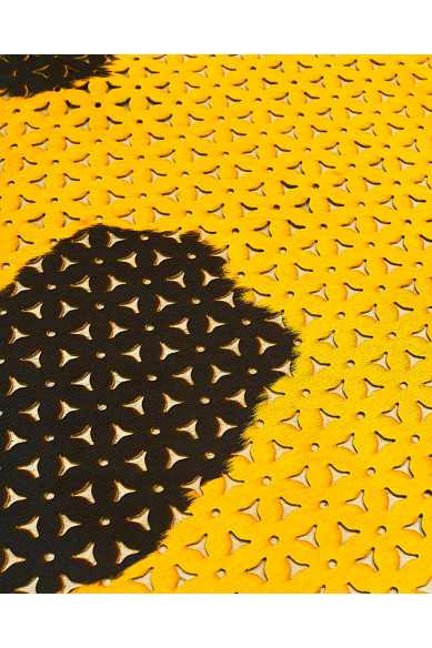 Pelle cavallino TRAFORATO stampa MUCCA, pellame vitello effetto pony con disegno maculato animalier