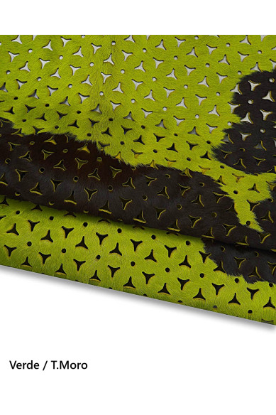 PIERCED hair on leather hide, cow pattern on pony calfskin, SPOTTED animal printed soft hairy cowhide