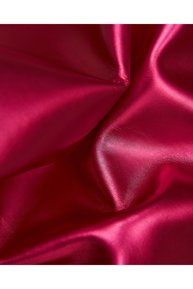 Red METALLIC leather hide, magenta...