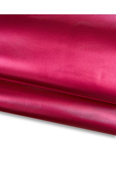 Red METALLIC leather hide, magenta SMOOTH cowhide, soft calfskin for diy projects, 1.2 - 1.3 mm