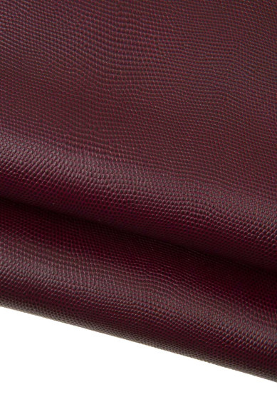 Pelle stampa LUCERTOLA bordeaux, vitello LIZARD lucido, pellame  0.9 - 1.1 mm, morbidezza media