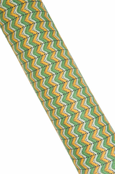 GEOMETRIC printed leather skin, green - yellow - white zig zag / WAVE print on soft matt goatskin hide for crafters