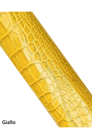 Pelle COCCODRILLO rosso giallo blu, vitello stampato alligatore, pelle morbida anche per abbigliamento