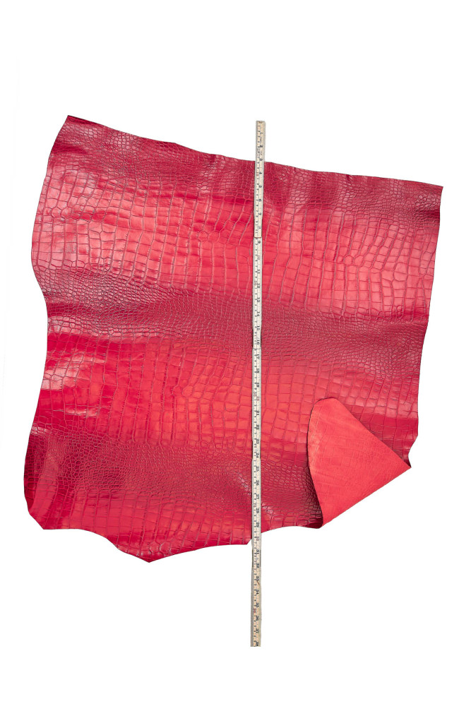 Pelle COCCODRILLO rosso giallo blu,...