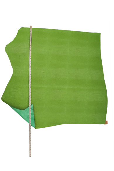 Green LIZARD leather hide, semi glossy reptile embossed cowhide, reptile printed calfskin, quite STIFF  1.0-1.2 mm