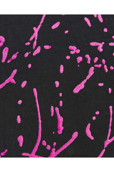 Pelle nera - fuxia, pellame sportivo nero con GRANA piccola stampa rosa, capra motivo SCHIZZO per artigiani