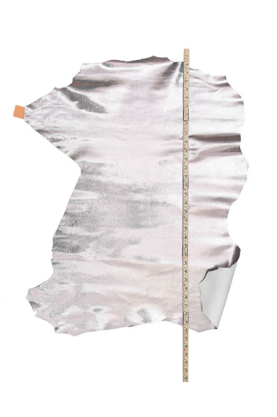 Pink - platinum PYTHON printed goatskin, METALLIC reptile - snake textured leather hide, ideal for hobbyists