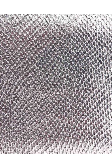 Pelle PITONCINO rosa - platino, capra LAMINATA stampa rettile serpente, pellame metallizzato per hobbisti