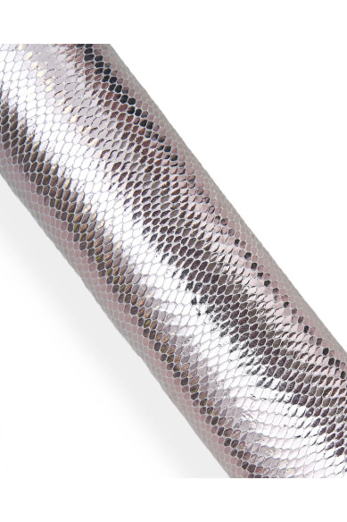 Pelle PITONCINO rosa - platino, capra LAMINATA stampa rettile serpente, pellame metallizzato per hobbisti