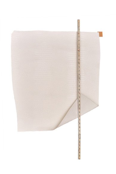 Pelle COCCODRILLO bianco, vitello LUCIDO stampa alligatore, pellame semi rigido per artigiani