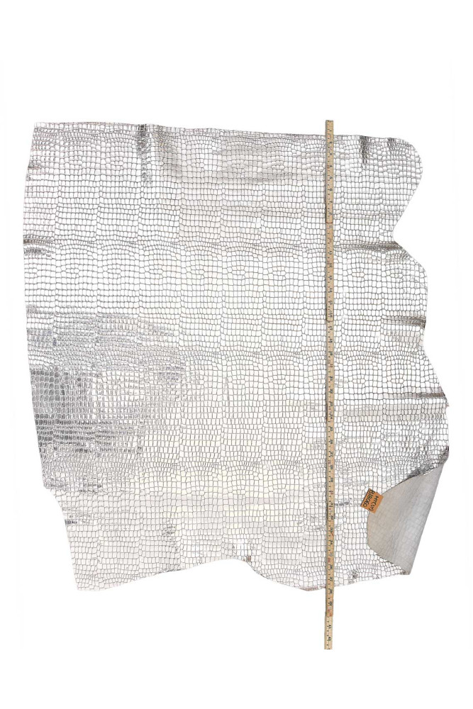 SILVER CROCODILE embossed leather...