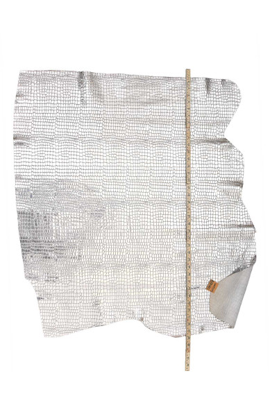 SILVER CROCODILE embossed leather hide, super SOFT metallic goatskin, bright sparkle hide for diy projects