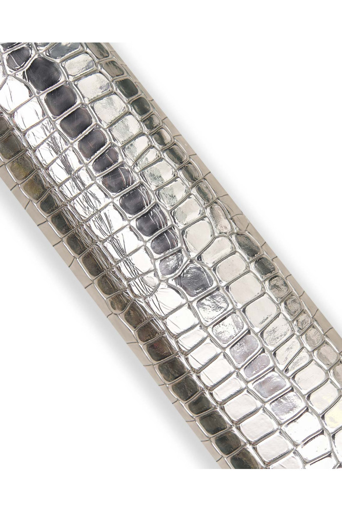 SILVER CROCODILE embossed leather...