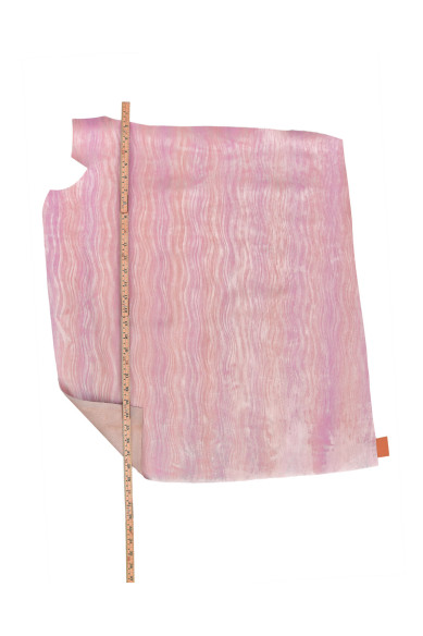 Pink - silver leather hide, METALLIC WAVE printed cowhide, soft calfskin for hobbyists