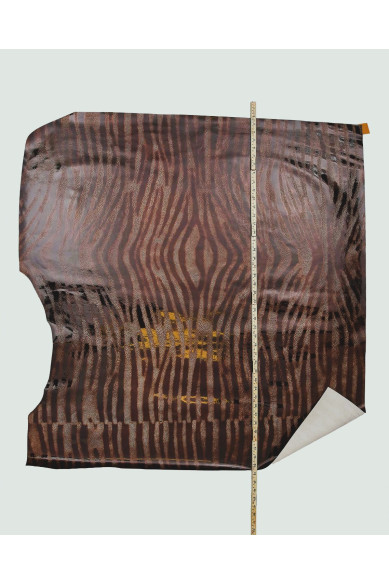 ZEBRA textured PATENT leather hide, brown ray embossed cowhide - maxi animal print - medium softness, elegant calfskin