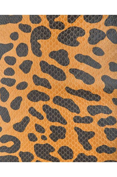 Beige - black LEOPARD textured leather hide, reptile embossed calfskin - CHEETAH print, cowhide for dyi projects