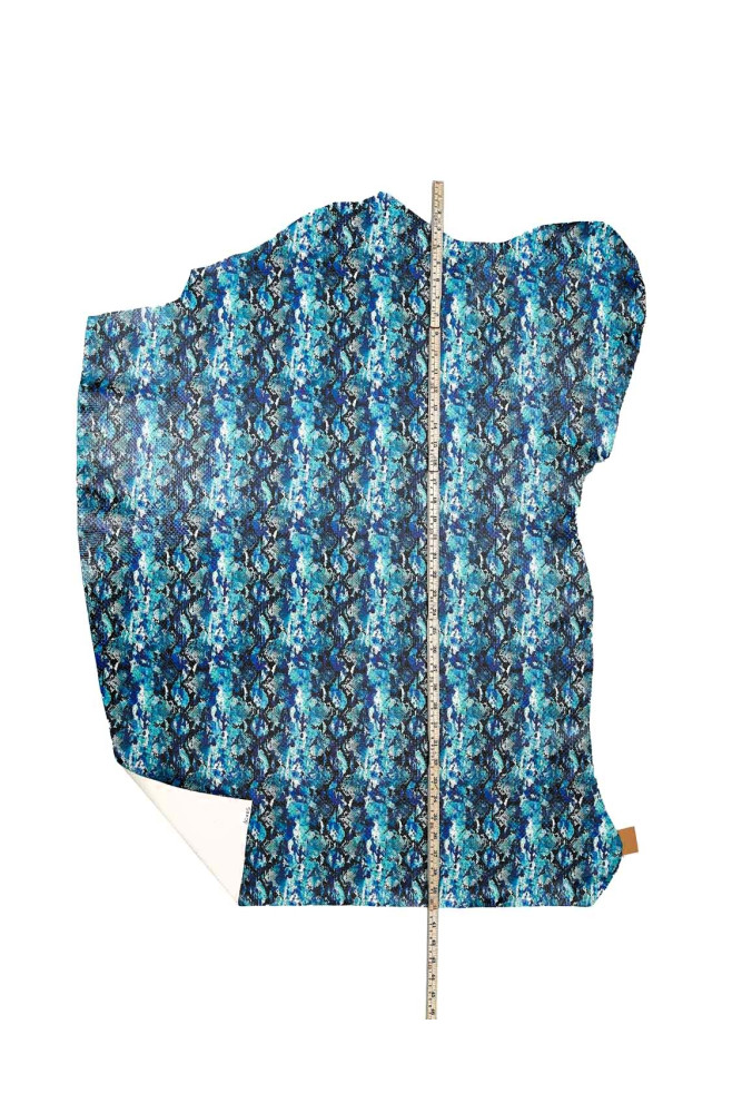 PYTHON leather hide, blue - light...