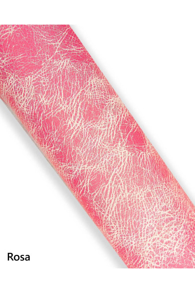 Pelle stampa CRACKLE rosa - celeste, vitello morbido effetto INVECCHIATO, consumato, pellame sportivo