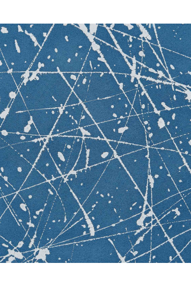 Pelle stampa SCHIZZO azzurro e bianco, vitello SCAMOSCIATO decorato a mano, pellame artistico morbido