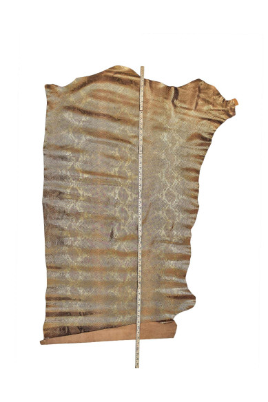 Pelle SERPENTE marrone, vitello stampa rettile LAMINATO, pellame motivo pitone morbidissimo