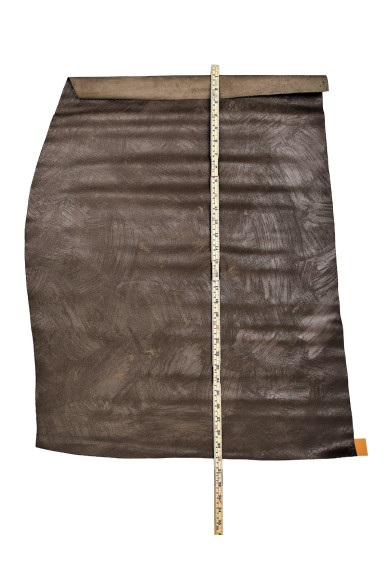 Pelle SPORTIVA marrone fango, vitello scamosciato effetto INVECCHIATO consumato, pellame CRACKLE morbido