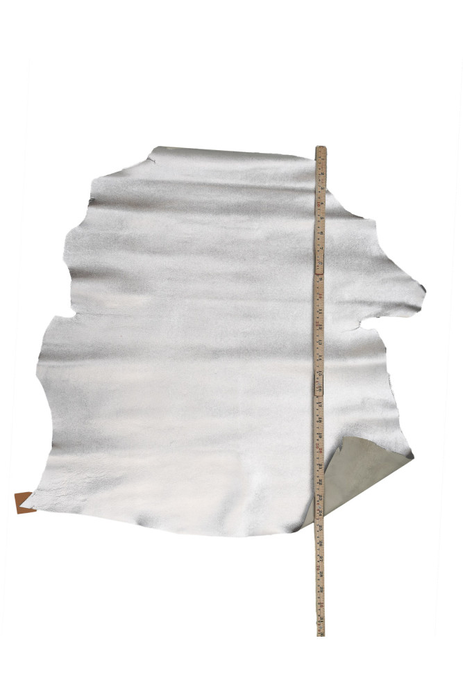 Silver METALLIC leather skin, smooth...