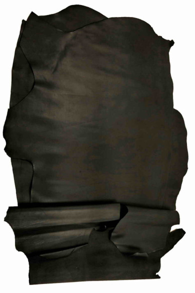 Pellame vitello nero liscio, pelle semi lucida morbida, setosa ideale per artigiani, 1.0 - 1.1 mm
