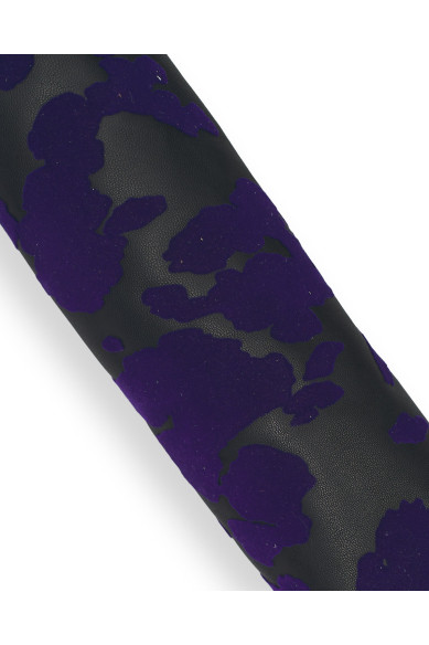 FLOCK cow textured leather skin, purple black goatskin with animal print, soft cow hide