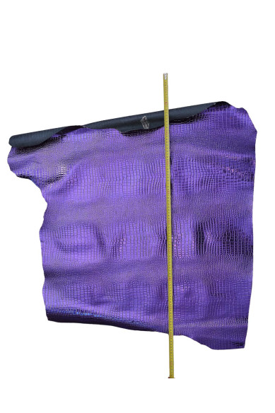 Purple CROCODILE embossed leather hide, soft metallic goatskin, bright sparkle hide for diy projects