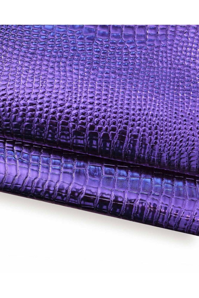 Purple CROCODILE embossed leather...